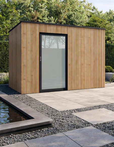 Klein tuinhuisje van thermowood