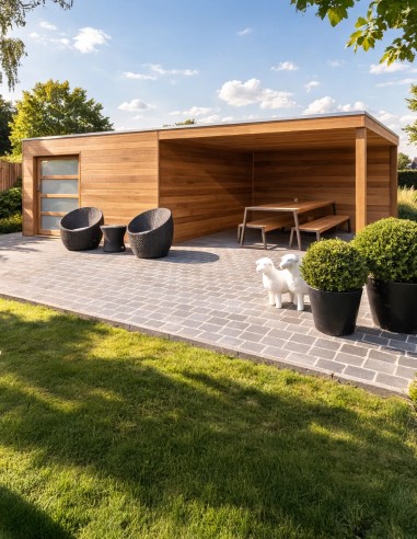 Poolhouse in exotisch Iroko hout