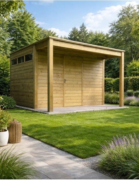 Abri de jardin compact avec auvent
