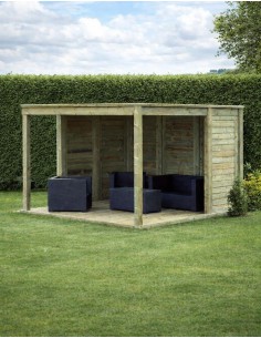 Salon de jardin abrité en bois