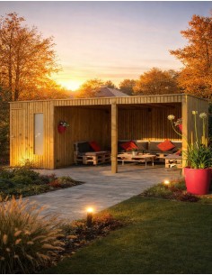 Abri de jardin avec salon couvert
