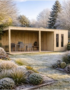 Tuinhuisje met groot overdekt terras 816 x 318 cm