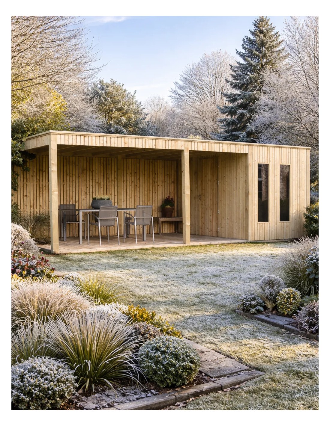 Abri De Jardin Avec Terrasse Couverte XL