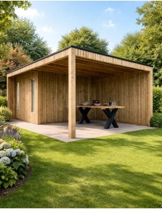 Groot tuinhuis met luifel