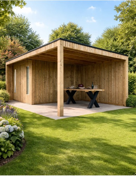 Grand abri de jardin avec auvent