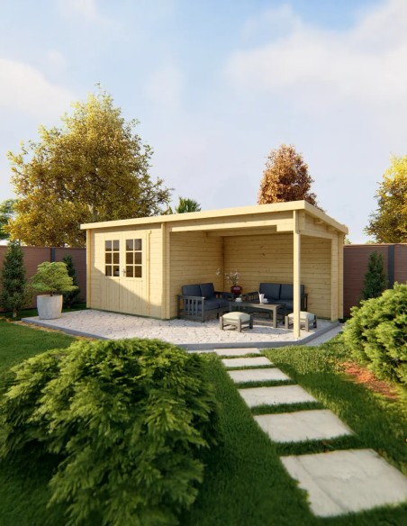 Abris de jardin à toit plat 598 x 250 cm - 28 mm - ±13 m2