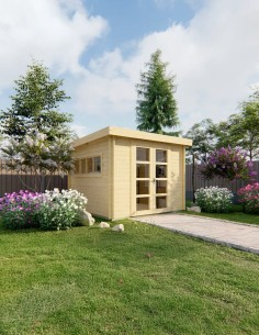 Petit chalet en bois à toit plat