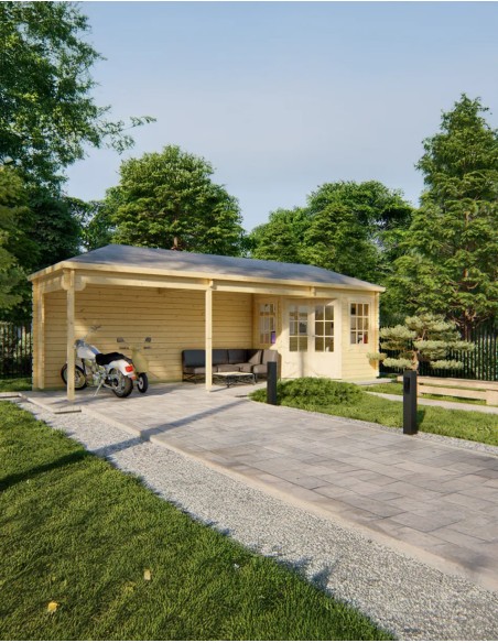 Abri de jardin en bois 790 x 250 cm - 44 mm - ±18 m2