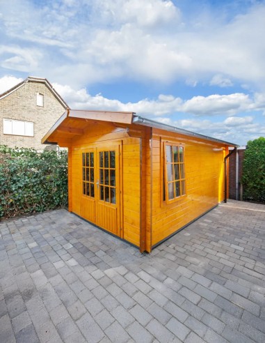Tuinhuisje met dubbele glazen deur en zijraam 300 x 500 cm - 40 mm - ±13 m2