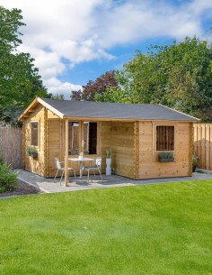 Abri de jardin avec auvent 500 x 410 cm - 34 mm - ±17 m2