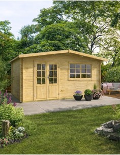 Abri de jardin avec double porte vitrée et fenêtre 500 x 400 cm - 34 mm - ±18 m2