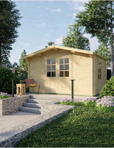 Chalet avec double porte vitrée et fenêtre 400 x 300 cm - 40 mm - ±10 m2