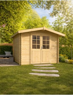 Klein tuinhuisje met dubbele glazen deur 300 x 250 cm - 28 mm - ±6 m2