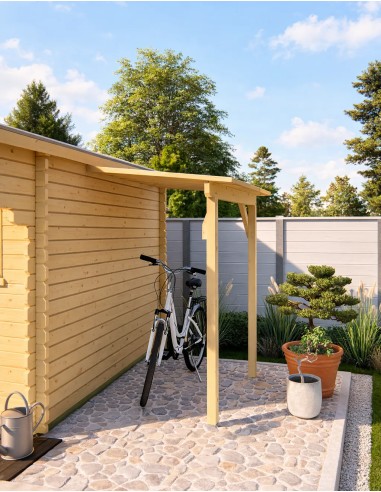 Kleine overkapping voor tuinhuisje