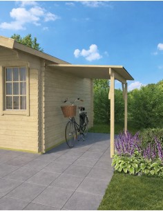 Grote overkapping voor tuinhuisje