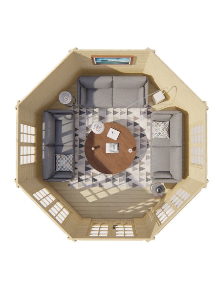 Maison de jardin octogonale 418 x 418 cm - 44 mm - ±13 m2