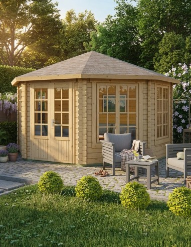 Maison de jardin octogonale 418 x 418 cm - 44 mm - ±13 m2