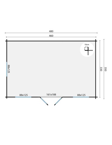 Abri de jardin bois Zaventem 480 x 350 cm - 40 mm - ±15 m2
