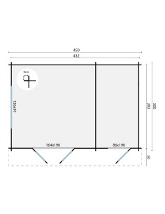 Abri de jardin Mons 400 x 300 cm - 34 mm - ±12 m2 2