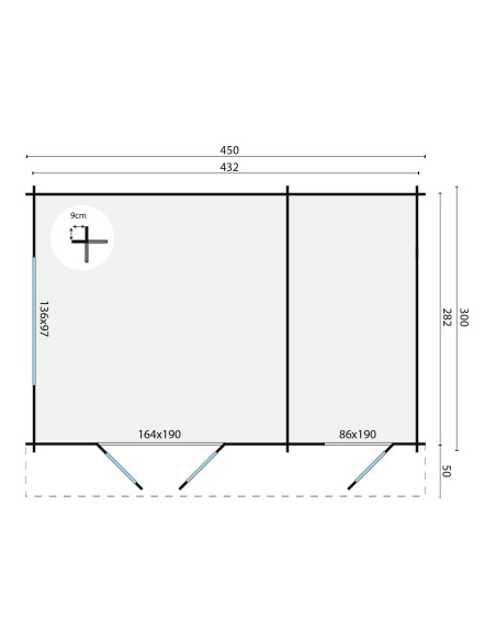 Bergen tuinhuis 400 x 300 cm - 34 mm - ±12 m2