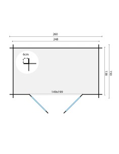 Petit abri de jardin avec double porte 260 x 150 cm - 19 mm - ±3 m2 2