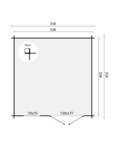 Tuinhuis Veltem 360 x 360 cm - 28 mm - ±11 m2 2