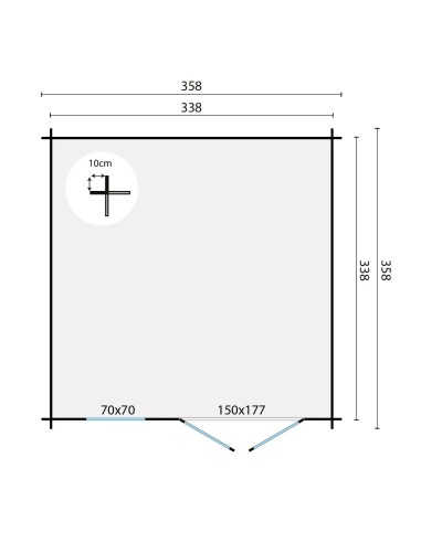 Abri de jardin Veltem 360 x 360 cm - 28 mm - ±11 m2