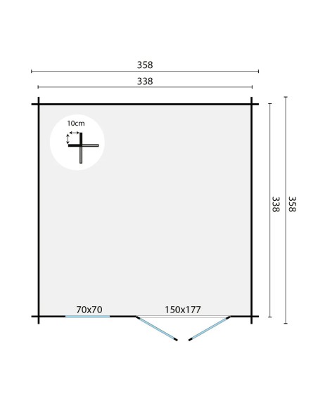 Abri de jardin Veltem 360 x 360 cm - 28 mm - ±11 m2