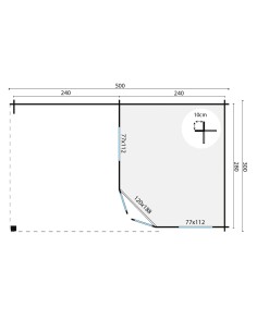 Tuinkast plat dak 500 x300 cm - 28 mm - ±13 m2 2