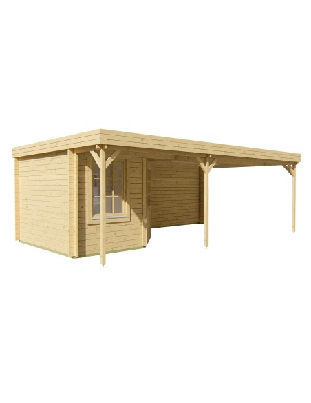 Abri de jardin avec grand espace couvert 700 x 400 cm - 40 mm - ±24 m2