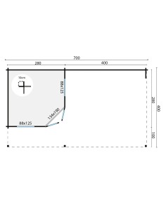 Tuinhuisje met grote overkapping 700 x 400 cm - 40 mm - ±24 m2 2
