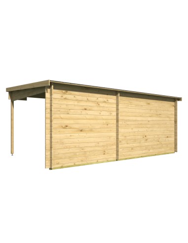Abri de jardin toit plat avec auvent 500 x 300 cm - 28 mm - ±13 m2