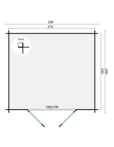 Petit abri de jardin en bois Zaventem 290 x 260 cm - 28 mm - ±6 m2