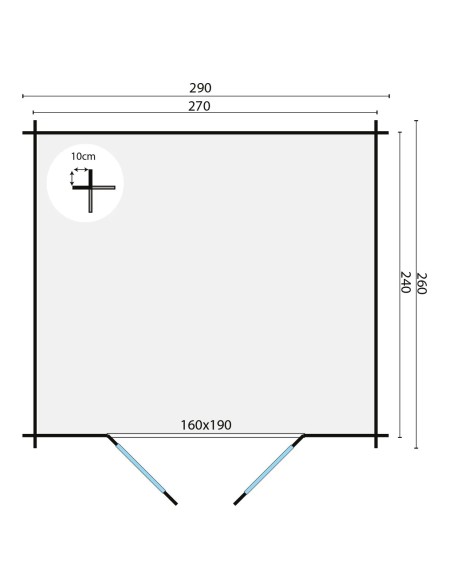 Petit abri de jardin en bois Zaventem 290 x 260 cm - 28 mm - ±6 m2