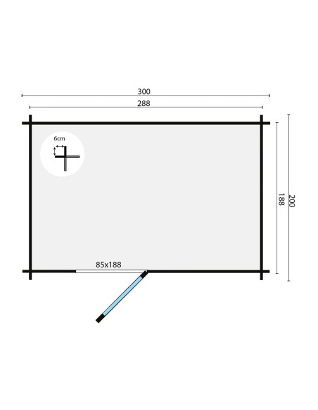 Blokhut met overkapping Brussel 300 x 200 cm - 19 mm - ±5 m2