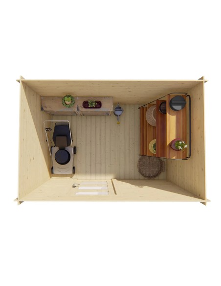 Blokhut met overkapping Brussel 300 x 200 cm - 19 mm - ±5 m2