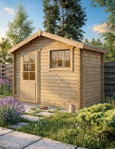 Eenvoudig tuinhuisje met één deur en één raam 295 x 200 cm - 28 mm - ±5 m2