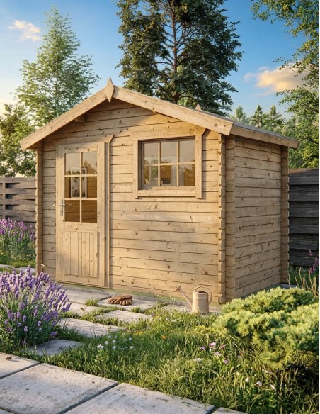 Eenvoudig tuinhuisje met één deur en één raam 295 x 200 cm - 28 mm - ±5 m2