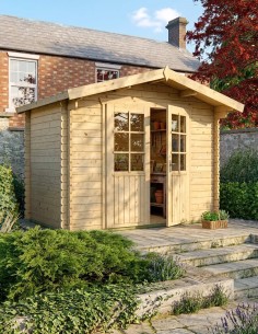 Abri de jardin avec double porte vitrée 295 x 200 cm - 28 mm - ±5 m2