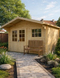 Lichte tuinschuur 380 x 300 cm - 28 mm - ±10 m2