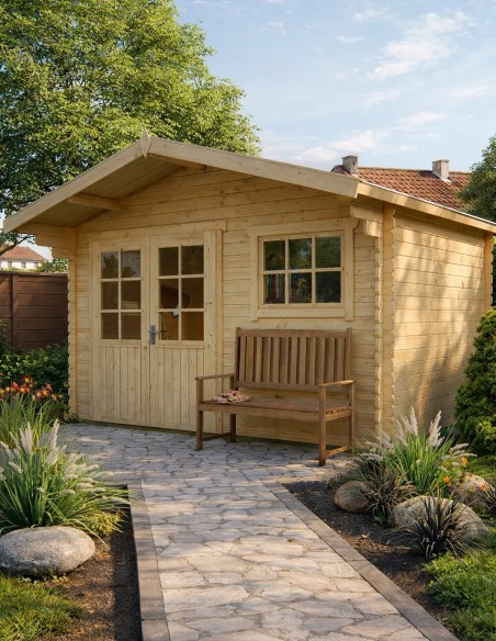 Lichte tuinschuur 380 x 300 cm - 28 mm - ±10 m2