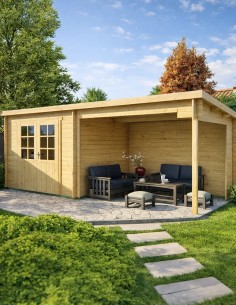 Abris de jardin à toit plat 598 x 250 cm - 28 mm - ±13 m2