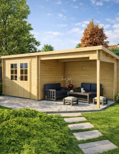 Abris de jardin à toit plat 598 x 250 cm - 28 mm - ±13 m2