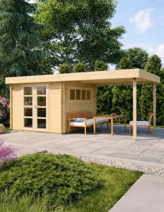 Tuinchalet met plat dak 598 x 298 cm - 28 mm - ±15 m2