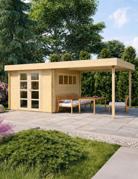 Tuinchalet met plat dak 598 x 298 cm - 28 mm - ±15 m2