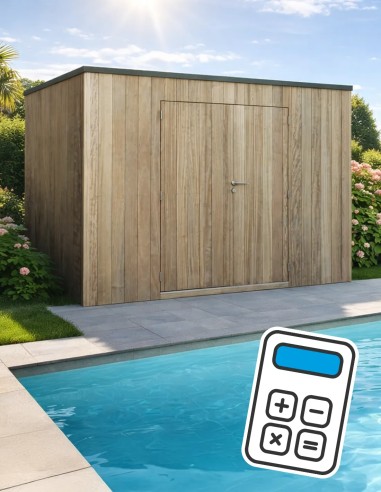 Abri technique piscine en bois exotique 300 x 300 cm