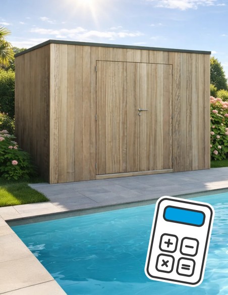 Technische kast voor het zwembad in exotisch hout 300 x 300 cm