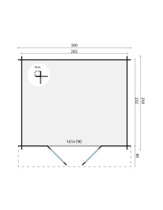 Klein tuinhuisje met dubbele glazen deur 300 x 250 cm - 28 mm - 6 m2 2