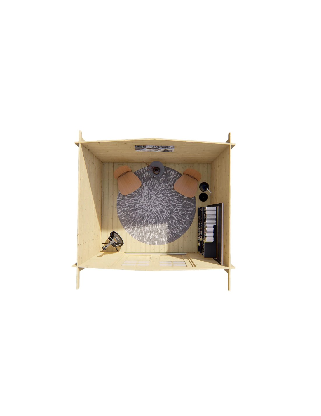 Klein tuinhuisje met dubbele glazen deur 300 x 250 cm - 28 mm - ±6 m2