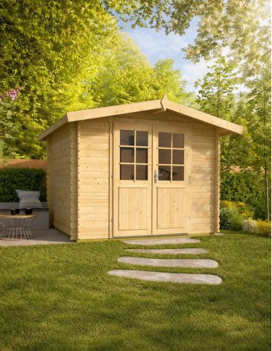 Petit abri jardin avec double porte vitrée 300 x 250 cm - 28 mm - ±6 m2